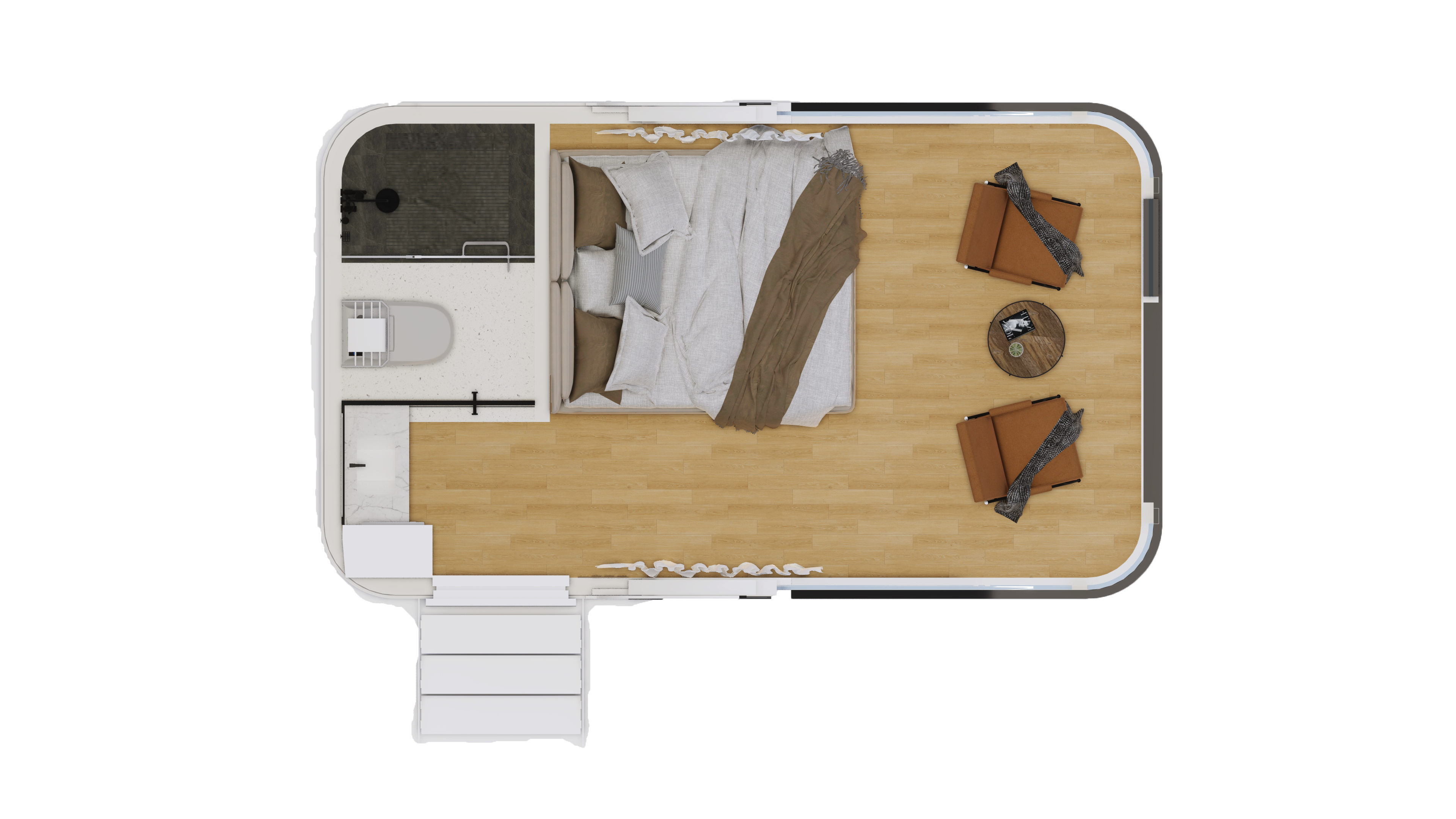 PX3 Interior decoration of a mobile prefabricated house