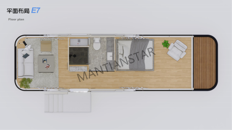 E7 Interior decoration of a mobile prefabricated house