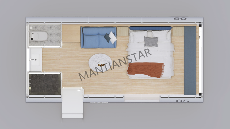 O5 Interior decoration of a mobile prefabricated house