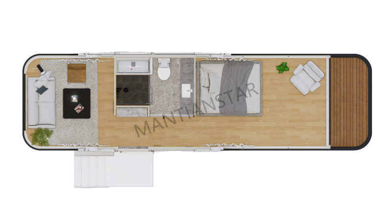 PX5 Interior decoration of a mobile prefabricated house