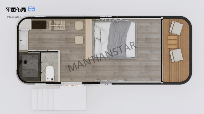 E5 Interior decoration of a mobile prefabricated house