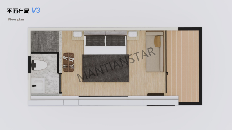 V3 Interior decoration of a mobile prefabricated house