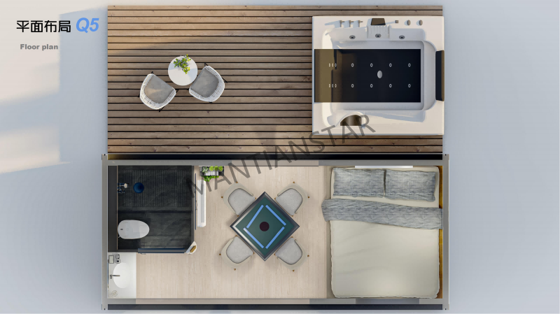 V5 Interior decoration of a mobile prefabricated house
