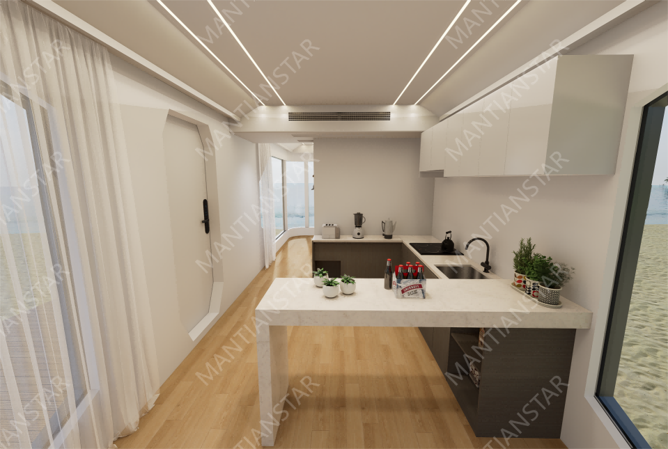 V9 Interior decoration of a mobile prefabricated house