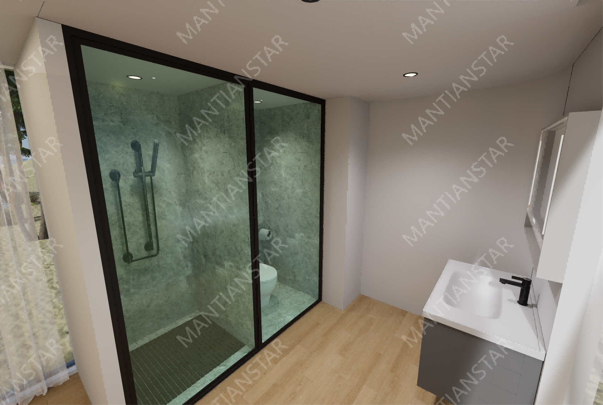 V9 Interior decoration of a mobile prefabricated house